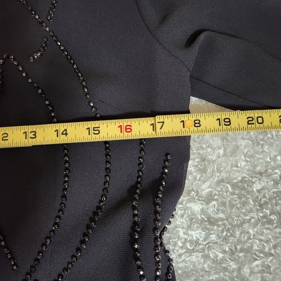 Vintage JR Nites Sheer Wide Leg Black High Waist Asymmetrical Pantsuit with Slit - Picture 13 of 14